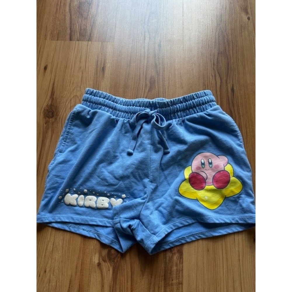Kirby Women's Small Blue Lounge Shorts Drawstring Graphic‎ Gamer Casual Shorts